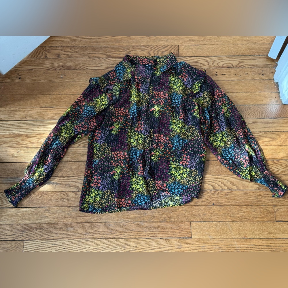 Saint + Sofia Floral Long Sleeve Blouse - Size 6